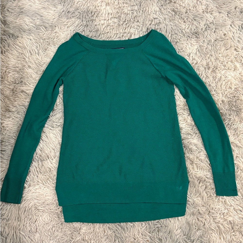 American Eagle Outfitters Teal Green  Crew Neck Sweater